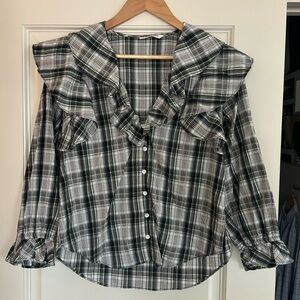 Veronica Beard Plaid Ruffle Top Size 4